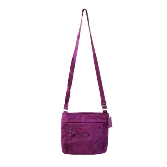 Coach Signature Fabric Purple nylon Adjustable Crossbody File Bag